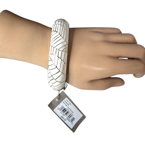 Tommy Bahama Jewelry - Tommy Bahama Women's Trendy White Palm Leaf Gold Plated Bangle Bracelet NWT